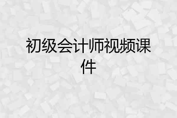 初级会计师视频课件