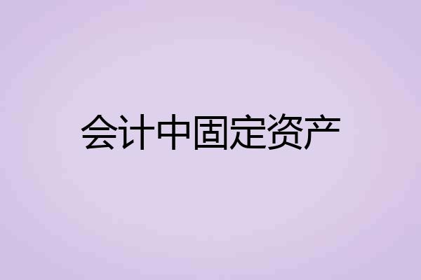 会计中固定资产
