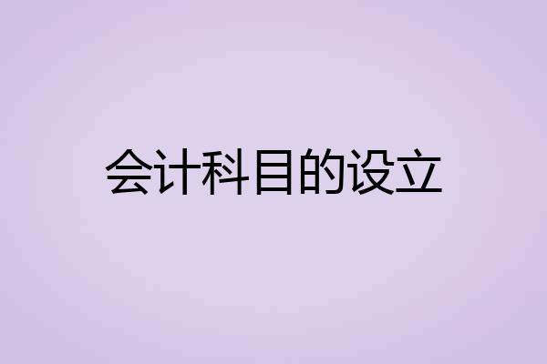 会计科目的设立