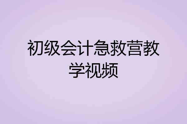 初级会计急救营教学视频