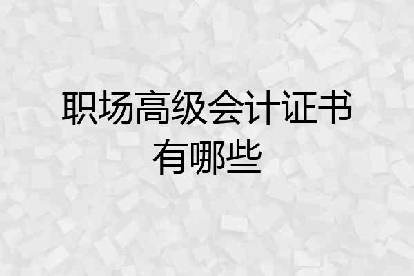 职场高级会计证书有哪些