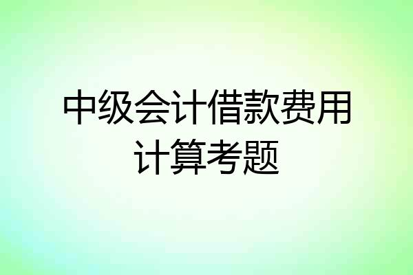 中级会计借款费用计算考题