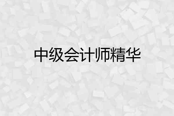 中级会计师精华
