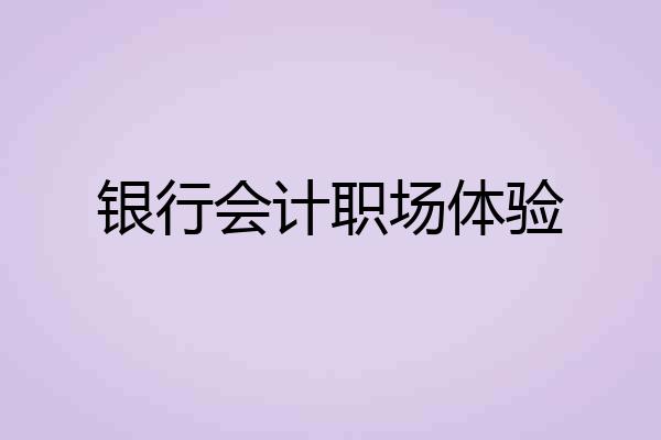 银行会计职场体验