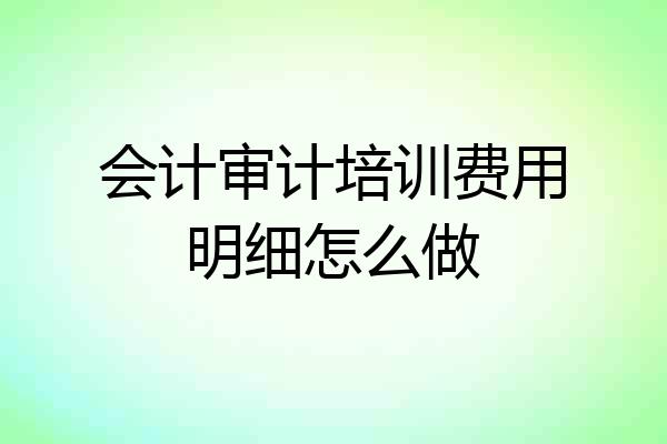 会计审计培训费用明细怎么做
