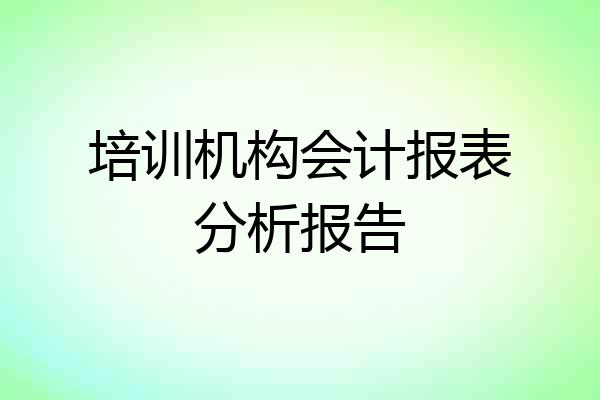 培训机构会计报表分析报告