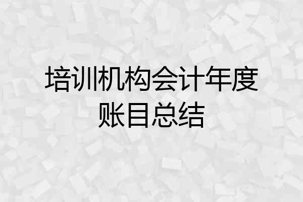 培训机构会计年度账目总结