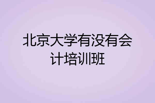 北京大学有没有会计培训班