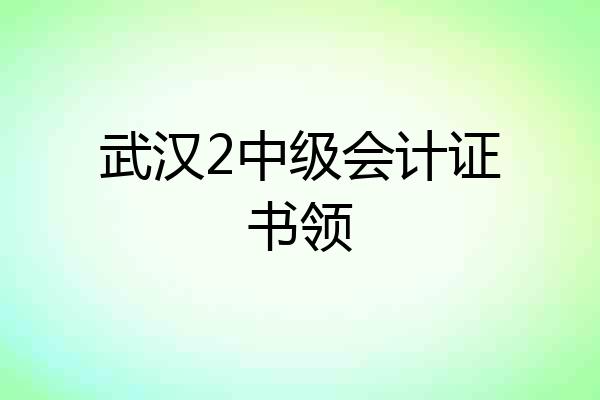 武汉2中级会计证书领
