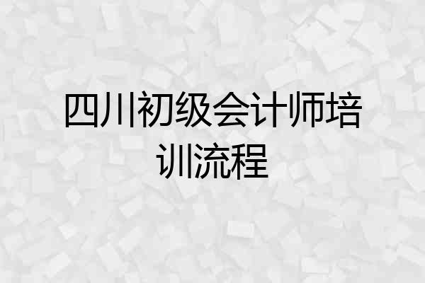 四川初级会计师培训流程
