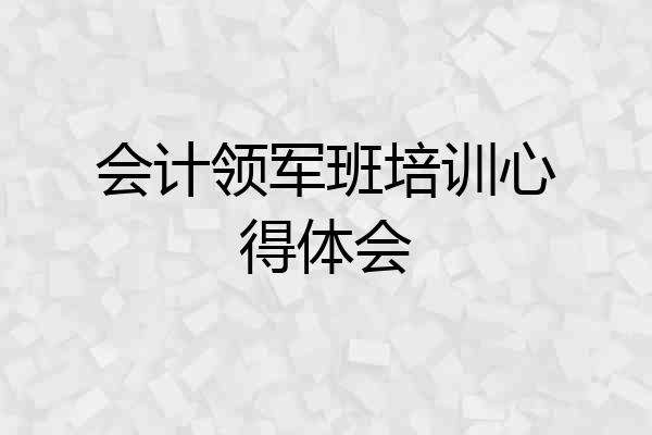 会计领军班培训心得体会