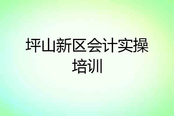 坪山新区会计实操培训