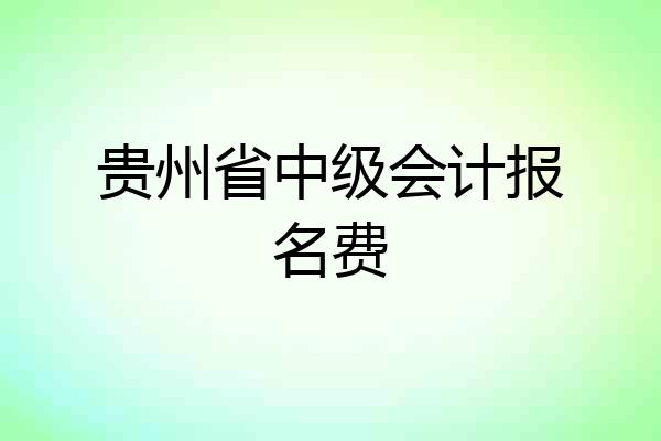贵州省中级会计报名费