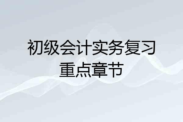初级会计实务复习重点章节