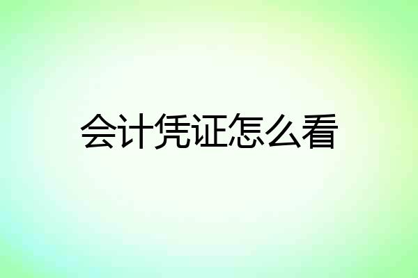 会计凭证怎么看
