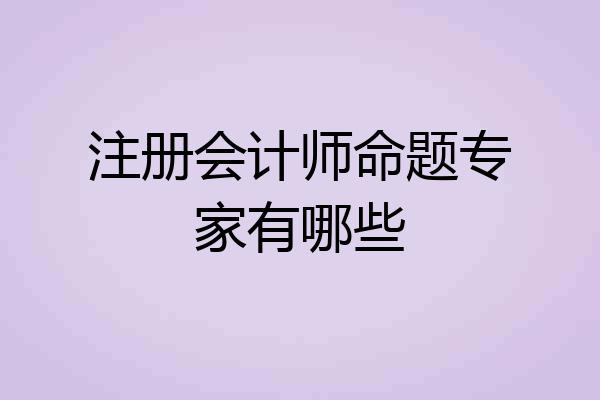注册会计师命题专家有哪些