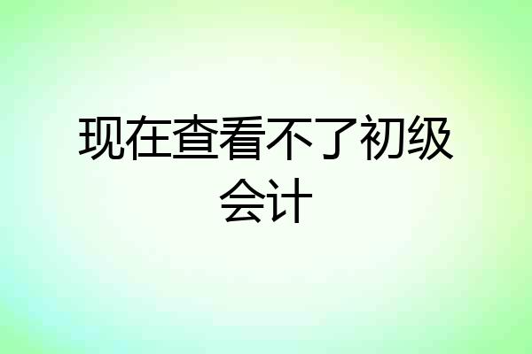 现在查看不了初级会计
