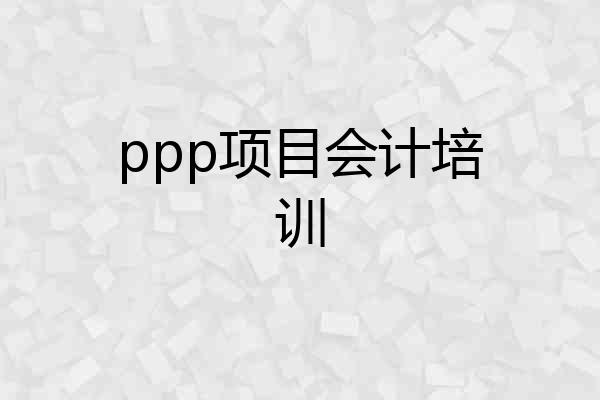 ppp项目会计培训
