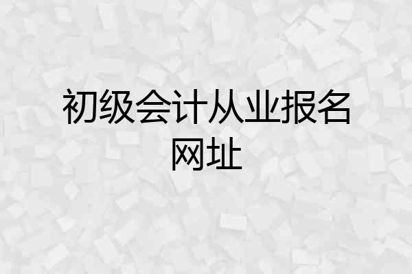 初级会计从业报名网址