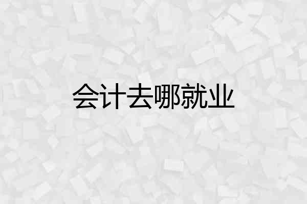 会计去哪就业