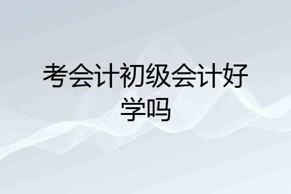 考会计初级会计好学吗