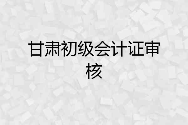 甘肃初级会计证审核