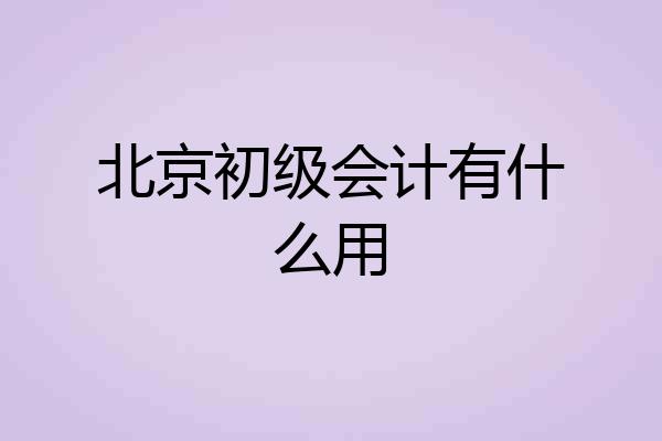 北京初级会计有什么用