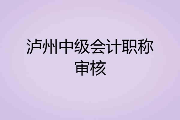 泸州中级会计职称审核