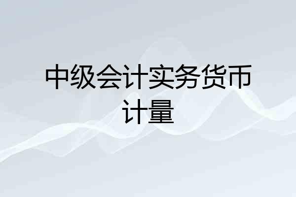 中级会计实务货币计量