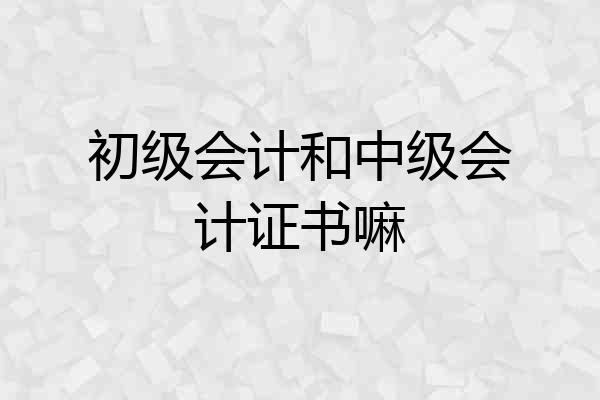 初级会计和中级会计证书嘛
