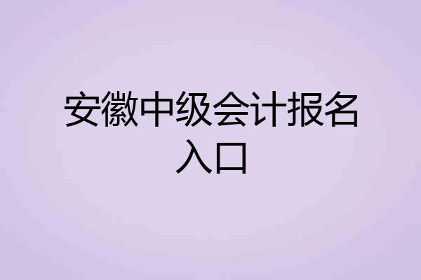 安徽中级会计报名入口