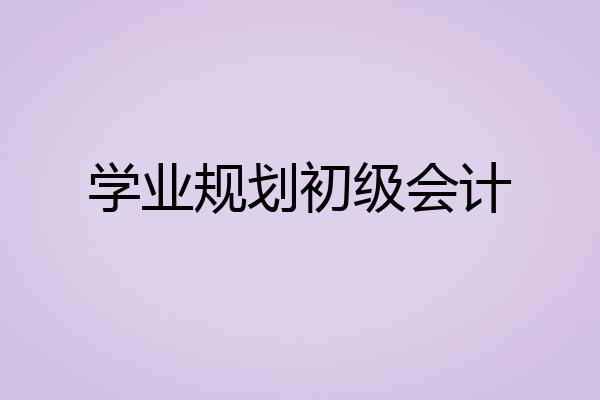 学业规划初级会计
