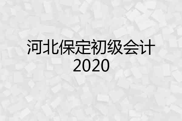 河北保定初级会计2020