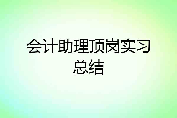 会计助理顶岗实习总结