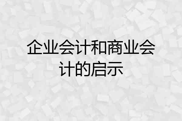 企业会计和商业会计的启示