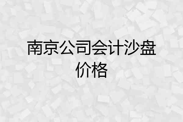 南京公司会计沙盘价格