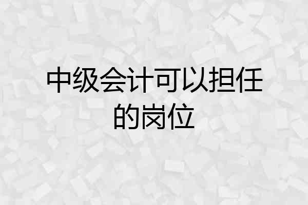 中级会计可以担任的岗位