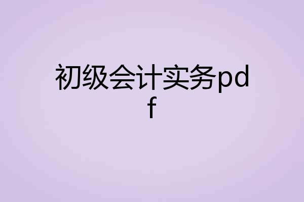 初级会计实务pdf