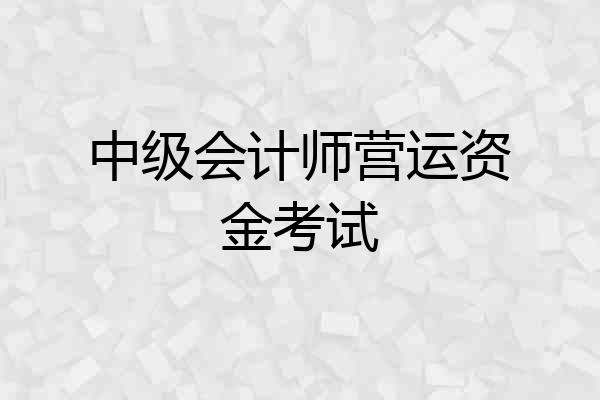 中级会计师营运资金考试