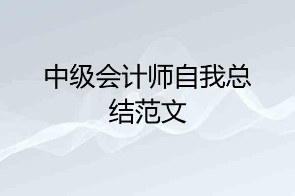 中级会计师自我总结范文