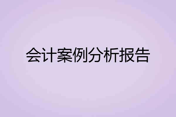 会计案例分析报告
