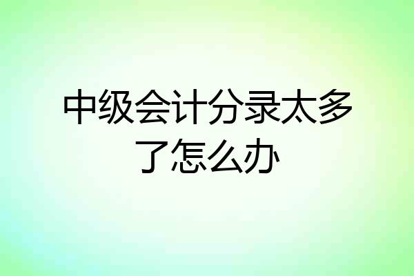 中级会计分录太多了怎么办