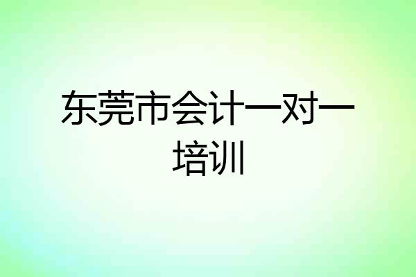 东莞市会计一对一培训