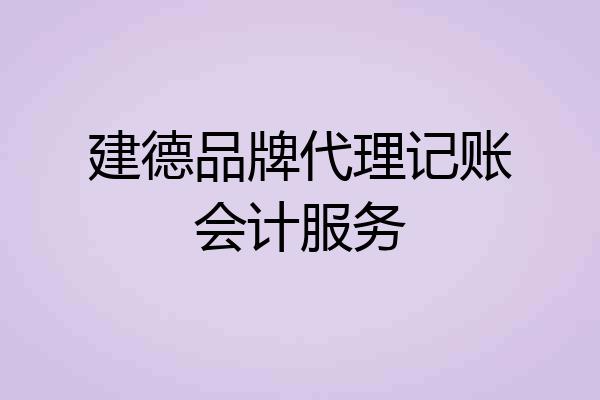 建德品牌代理记账会计服务