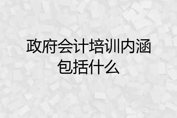 政府会计培训内涵包括什么