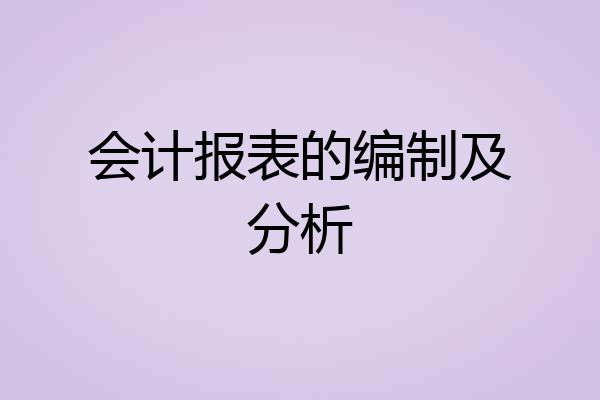 会计报表的编制及分析