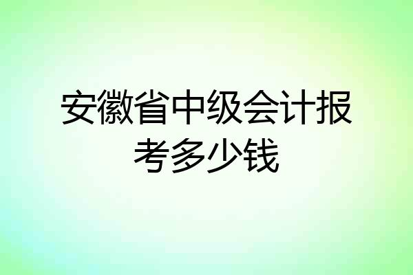 安徽省中级会计报考多少钱