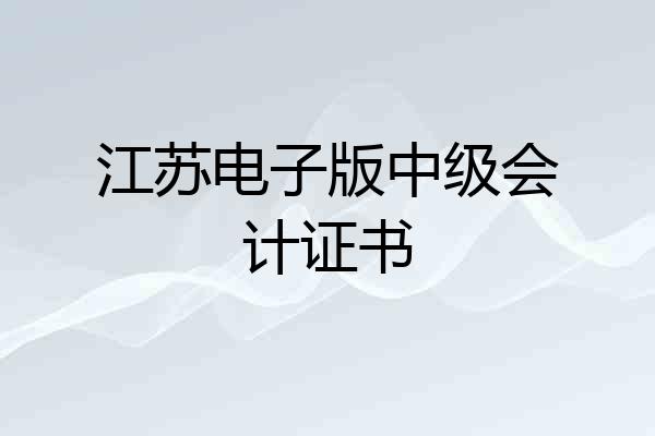 江苏电子版中级会计证书