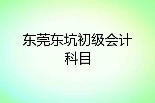 东莞东坑初级会计科目