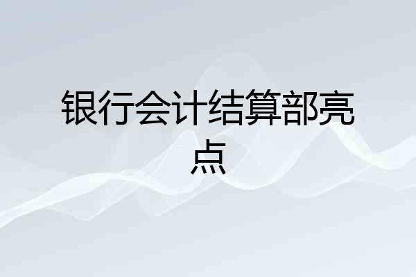 银行会计结算部亮点